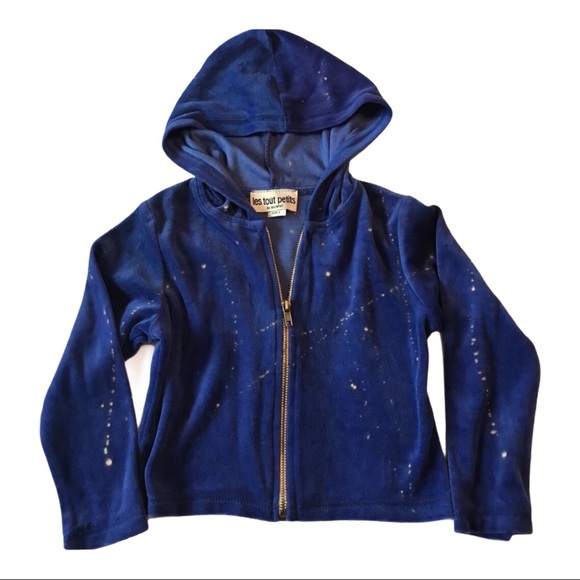 Les Tout Petits Blue Velour Hooded Jacket 5T - Picture 1 of 6